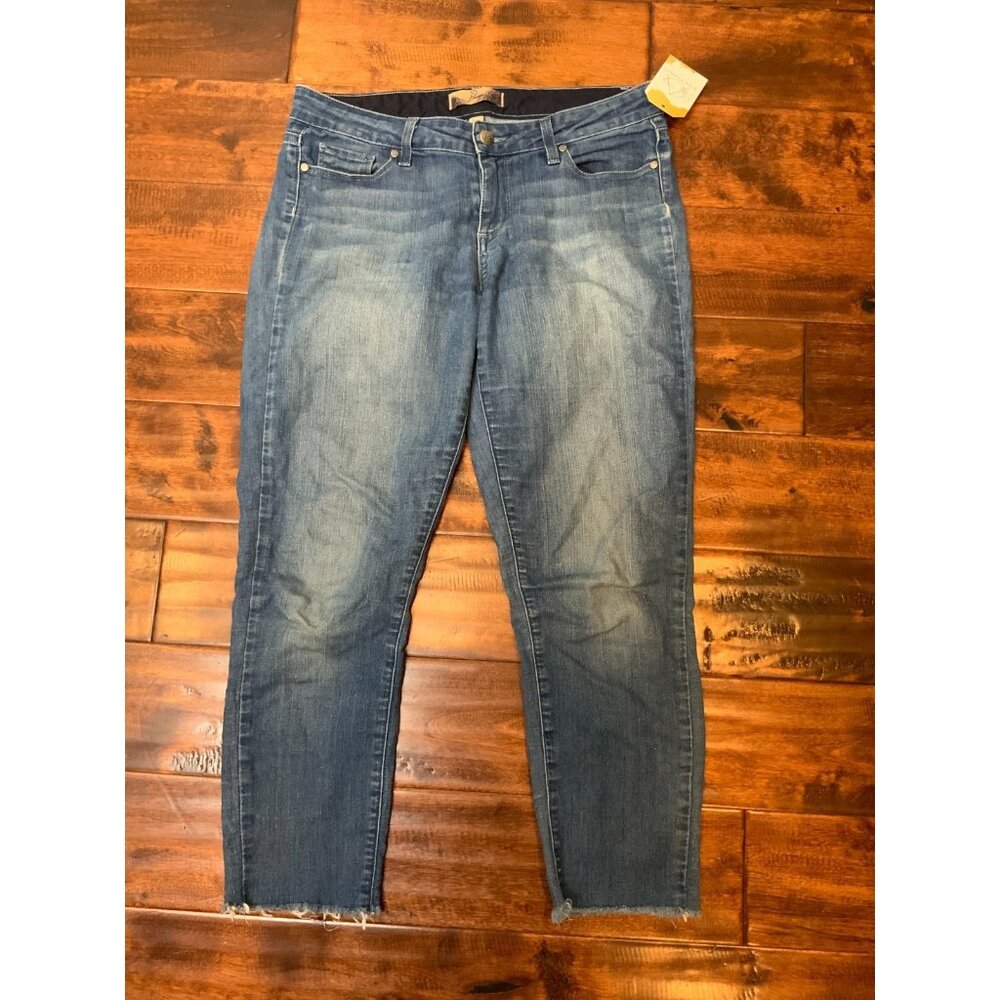 Paige Blue Medium Wash Denim Peg Skinny Ankle Crop Jeans, Size 29